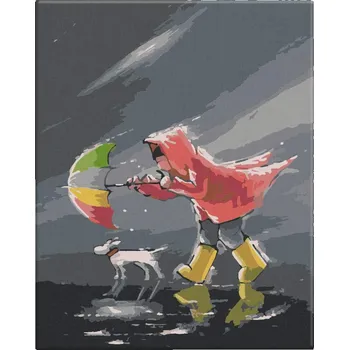 Malování podle čísel - V nečase se psíčkem - 40x50 cm, bez dřevěného rámu - CZ výroba