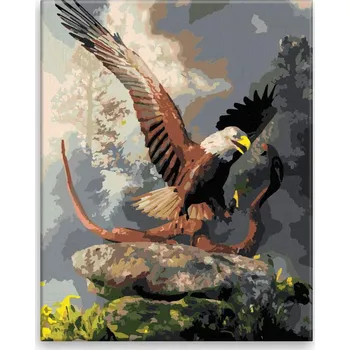 Malování podle čísel - Orel lovící kobru - 40x50 cm, bez dřevěného rámu - CZ výroba