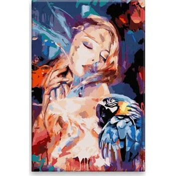 Dětské zboží Malování podle čísel - Dívka ve stínu papouška - 40x60 cm, bez dřevěného rámu - CZ výroba