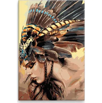 Dětské zboží Malování podle čísel - Indiánská žena v zamyšlení - 40x60 cm, bez dřevěného rámu - CZ výroba