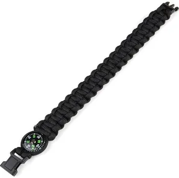 Lany 101. INC Náramek paracord s kompasem černý Velikost: 20 cm (8 inch)
