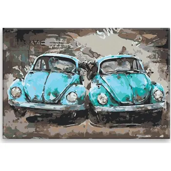 Dětské zboží Malování podle čísel - Dvě auta - 60x40 cm, bez dřevěného rámu - CZ výroba
