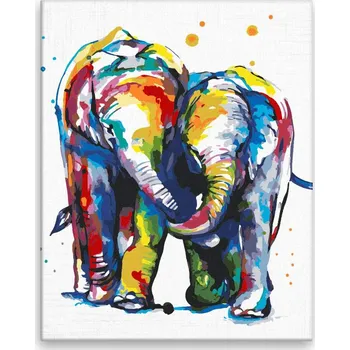 Malování podle čísel - Sloní pár - 40x50 cm, bez dřevěného rámu - CZ výroba
