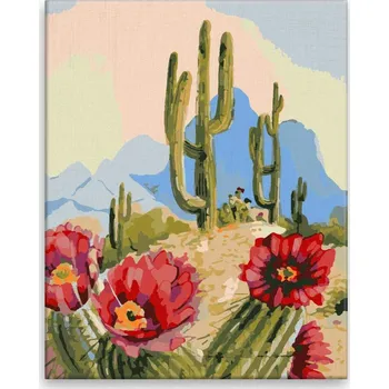 Malování podle čísel - Mexický kaktus - 40x50 cm, bez dřevěného rámu - CZ výroba
