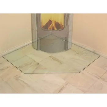 HARK Rohová skleněná podložka pod krbová kamna HARK 120x120 cm s fazetkou