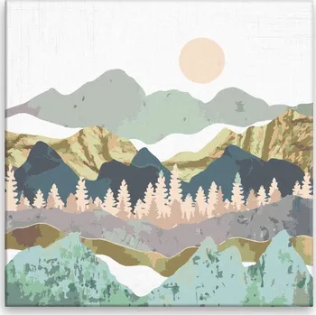 Malování podle čísel - Zlatavé pohoří - 40x40 cm, bez dřevěného rámu - CZ výroba