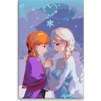Dětské zboží Malování podle čísel - Elsa a Anna - 40x60 cm, bez dřevěného rámu - CZ výroba