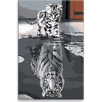 Dětské zboží Malování podle čísel - Kočka vs tygr - 40x60 cm, bez dřevěného rámu - CZ výroba