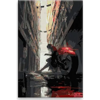 Dětské zboží Malování podle čísel - Muž s motorkou - 40x60 cm, bez dřevěného rámu - CZ výroba