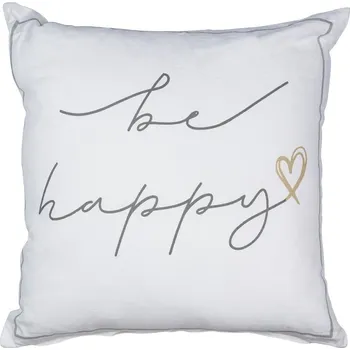 Dekorativní polštářek Čtvercový bavlněný polštář Be happy - 45*12*45cm