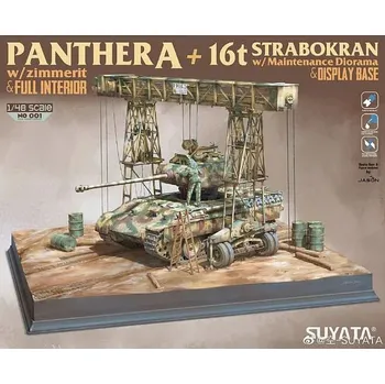Plastikový model Suyata 1/48 Panther A + 16T Strabokran with maintenance diorama + display base