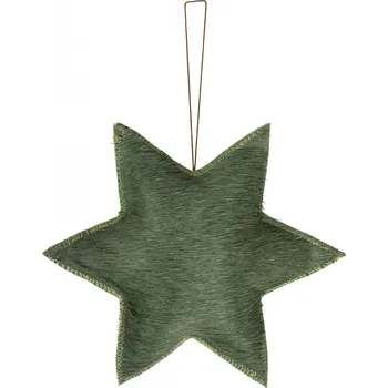 Vánoční dekorace Závěsná dekorativní zelená hvězda z hovězí kůže L - 20*20*4,5cm