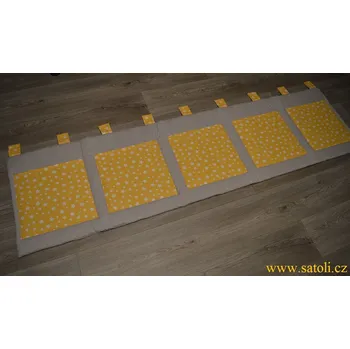 Příslušenství pro dětskou postel a kolébku Šatoli.cz Kapsář za postel 200 x 50 cm šedá, žlutá Hvězdička