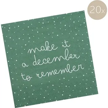 Papírový ubrousek Decor By Glassor Zelené ubrousky Vánoce