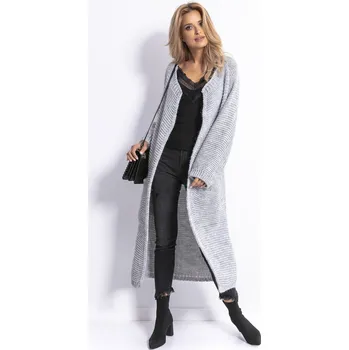 Dámský svetr Glara Dlouhý vlněný kardigan s kapsami 578919