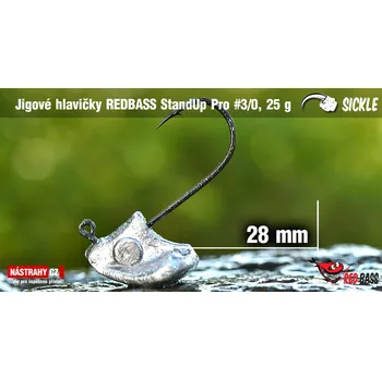 Rybářský háček Neváznoucí jigová hlavička REDBASS StandUp Pro Sickle #3/0 - 33 mm - 25 g, 5 ks