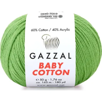 Příze Gazzal Příze Baby cotton 3448 trávová zelená světlá