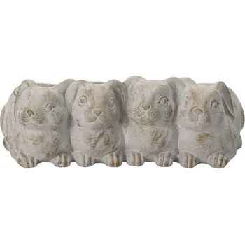 Zahrada Šedý květináč králíci - Ø 33*19*11 cm