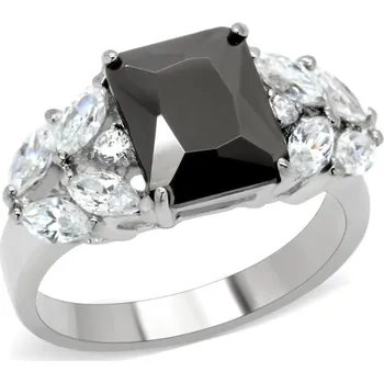 Prsten Šperky4U Ocelový prsten s černým kamenem - velikost 62 - AL-0105-62