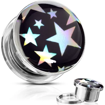 Piercing Šperky4U Ocelový plug s hvězdami - PL01254-08