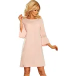 Pudrové šaty NICOLE s krajkou na rukávech 190-1 Velikost: L