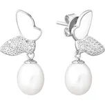 Stříbrné náušnice ALISON s přírodní bílou perlou a zirkony GRP19372EW