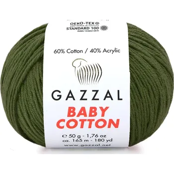 Příze Gazzal Příze Baby cotton 3463 khaki
