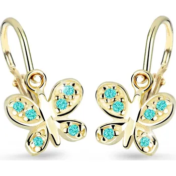 Náušnice Cutie Jewellery Zlaté dětské náušnice C2748Z-Zeleno modrá