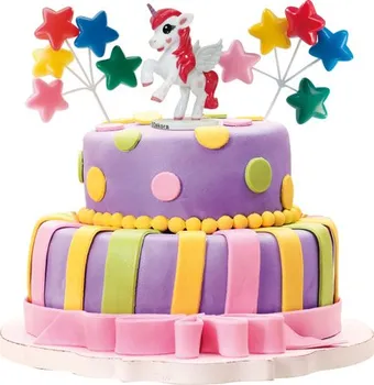 Figurka Dekora Figurka na dort jednorožec a barevné hvězdičky