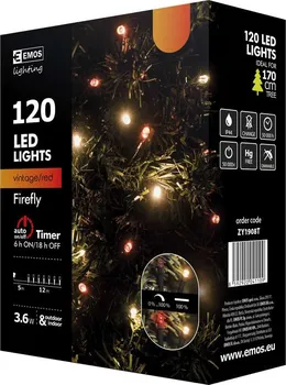 Vánoční osvětlení EMOS ZY1908T světelný řetěz 120 LED jantarová/červená