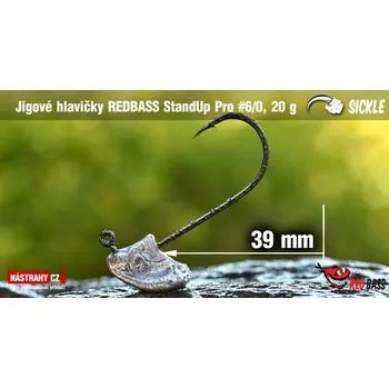 Rybářský háček Neváznoucí jigová hlavička REDBASS StandUp Pro Sickle #6/0 - 43 mm - 20 g, 5 ks