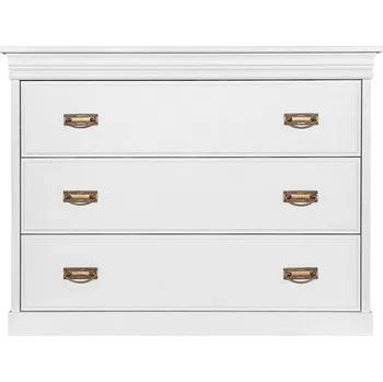 Komoda KATMANDU Dřevěná komoda Toskania, bílá, borovice, 3x zásuvka, rozměr 83x107x42cm