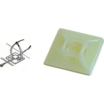 Stahovací páska Držák vázací pásky samolepící bílý max. 3,6 mm 19x19 mm