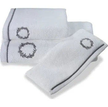 Ručník Dárkové balení ručníků a osušek SEHZADE - Bílá / stříbrná výšivka, Soft Cotton