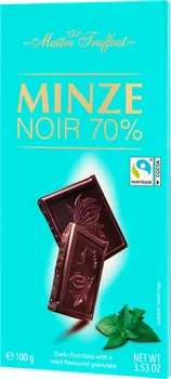 Čokoláda Maitre Truffout Minze 70 % jemně hořká s mátovou příchutí 100 g