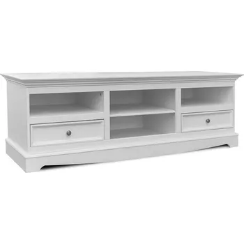 Komoda KATMANDU Dřevěná TV komoda velká Belluno Elegante, bílá, masiv, borovice, rozměr 53x167x53cm