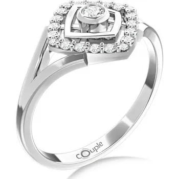 Šperk Couple, Originální prsten Kostka, bílé zlato se zirkony, vel. 52, prům. 16.6 mm, 585-66-1-0314.1B00.0.52.001
