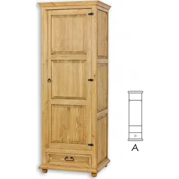 Šatní skříň Úzká skříň s šatní tyčí selská SZY 02A - K09 přírodní borovice