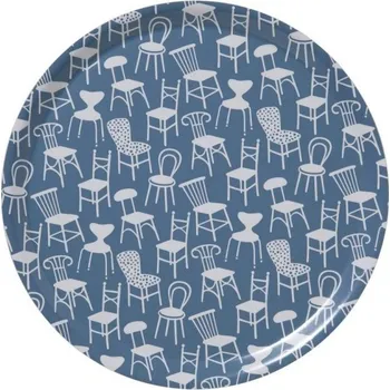 Kulatý servírovací tác Chairs blue d38, Klippan Švédsko
