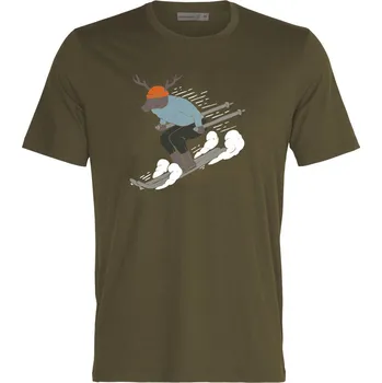 Pánské tričko Icebreaker Tech Lite II SS Crewe Ski Rider - Loden Velikost: M