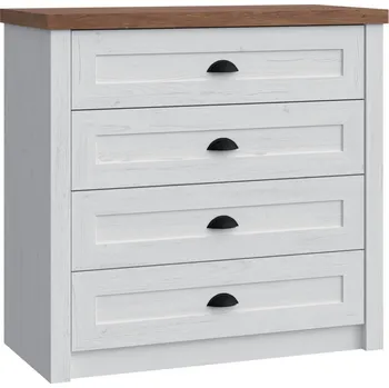 Komoda Eoshop Komoda Provence 4K, bílá borovice / dub lefkas, lamino