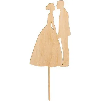Party dekorace Dřevěný zápich do dortu svatební 27,5x11 cm