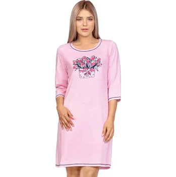 Dámské pyžamo Regina 408 noční košilka 3/4 pink růžová