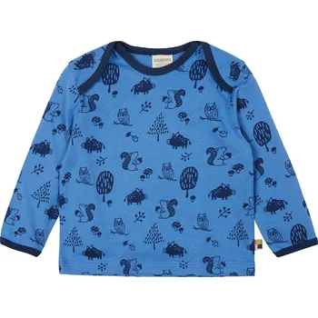 Chlapecké tričko Dětské triko s dlouhým rukávem Lesní zvířátka modrá loud + proud Velikost: 62/68