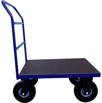 Plošinový vozík HTI Plošinový vozík 800x600 - s vodorovnými příčkami - 400 kg - Pryžová kola
