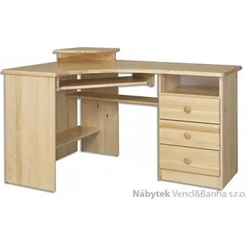Psací stůl Drewmax dřevěný rohový psací stůl, PC stolek z masivního dřeva BR107 pacyg