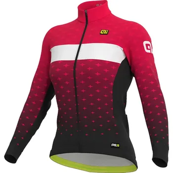 cyklistický dres ALÉ Cyklistický dres s dlouhým rukávem zimní - PR-R STARS LADY WNT - růžová/černá S