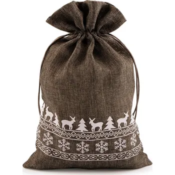 Vánoční dárkový pytlík 20x30 cm imitace juty, barva 6 hnědá tmavá
