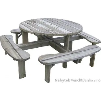 Zahradní sestava dřevěný zahradní nábytek pivní set kulatý euromeb 14