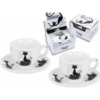 Carmani® Carmani - Porcelánové šálky a podšálky na espresso KOČKY, rodina - 2*100 ml